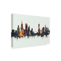 Трговска марка ликовна уметност „Чикаго Илиноис Скајлин Темна IV“ платно уметност од Мајкл Томпсет