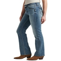 Co. Silver Jeans Co. Women'sенски елисе средно издигнување тенок фармерки за подигање, големини на половината