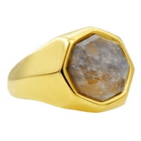 Менс оригинален месечен камен златен позлатен прстен од не'рѓосувачки челик