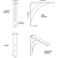 Ekena Millwork 2 W 14 D 14 H наследство челична заграда, антички топло сребро