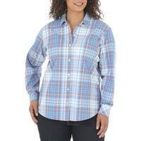 Women'sенски плус кошула со долги ракави Поплин