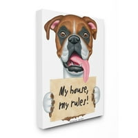 СТУПЕЛ ИНДУСТРИИ Мојата куќа Моите правила Цитат смешно куче домашно милениче знак за платно wallиден дизајн
