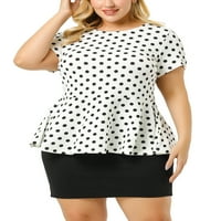 Уникатни поволни цени, женски плус големина кратки ракави, пол -точки за блуза