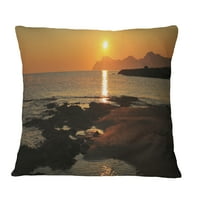 DesignArt Dawn на Majorca Panorama - пејзаж печатена перница за фрлање - 18x18