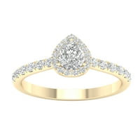 Империјален КТ ТДВ круша дијамантски оралски прстен за ангажман во 10к жолто злато