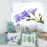 DesignArt 'Сини диви цвеќиња со лисја II' Традиционална печатење на wallидови на платно