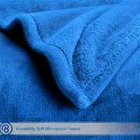 Голи дома луксузен ултра мек премиум микроплуш руно ќебе, близнак близнак XL, средно сино