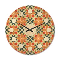 DesignArt 'Цветна ретро-шема xiv' со модерен wallиден часовник од средниот век