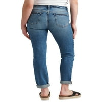 Co. Silver Jeans Co. Women'sенски биво со средни тенок фармерки на нозе, големини на половината 24-36