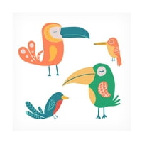 Дизајн на површината на Фиорела „Група на џунгла птици 6“ платно уметност