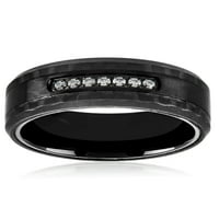 Крајбрежен накит црно позлатен не'рѓосувачки челик јаглеродни влакна кубни цирконија прстен