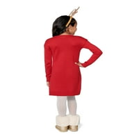 Детско место девојки ирваси графички џемпер фустан, големини XS-xxl