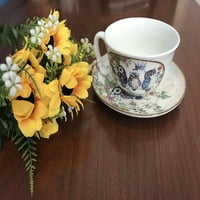 Elegantoss Oz Cappuccino чаша и чинија во елегантна коска Кина кафе во семејство на був дизајн спакувано во
