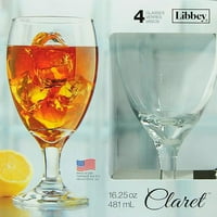 Libbey claret стапала чај чајци, сет од 4