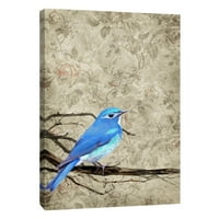 Слики, сина птица, 16х20, декоративна wallидна уметност на платно