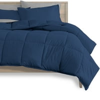 Голи домашен микрофибер 5-парчен темно сино и светло сив кревет во торба, близнак XL