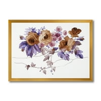 DesignArt 'Purple Wildflowers на бело IV' Традиционално врамен уметнички принт