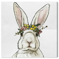 Wynwood Studio Animals Wall Art Canvas Prints 'Floral Bunny' Farm животни - бели, розови