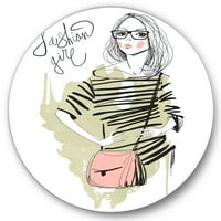 DesignArt „Тренди модна жена“ Шаби шик метална wallидна уметност - диск од 23
