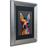 Трговска марка ликовна уметност Чивахуа куче сиво платно уметност од Мајкл Томпсет, црна мат, сребрена рамка