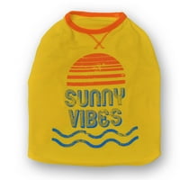Живописен живот полиестер сончево вибрација маица за кучиња, жолта, xxs