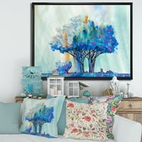 ДизајнАрт „Сино обоено дрво Апстрактниот впечаток I“ модерно врамен платно wallидно печатење
