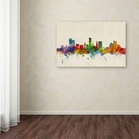 Трговска марка ликовна уметност Лестер Англија Skyline Canvas Art by Michael Tompsett