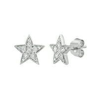 Брилијантност фино накит 0. КТ дијамантски женски Starвездени обетки обетки во Стерлинг сребро