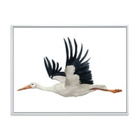 Дизајн на „Бела штрк циконија летачка птица“ Традиционална врамена платно wallидна уметност печатење