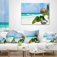 DesignArt Camer Caribbean Beach Panorama - Пејзаж за фотографирање пејзаж печатена перница за фрлање - 16x16