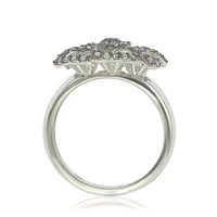 Стерлинг сребрен сафир и дијамантски апстрактен цвет прстен