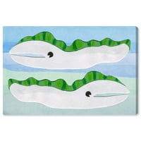 Wynwood Studio Animals Wall Art Canvas отпечатоци „јагула“ морски животни - бело, зелено
