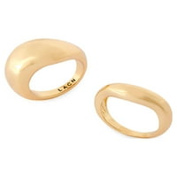 Scoop женски златен блиц со злато, обложен органски прстен, 2 парчиња