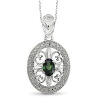 JewelersClub Carat T.G.W. Мистик Топаз и бел дијамант акцент Стерлинг сребрен приврзок, 18 “