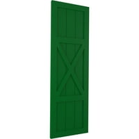 Екена Мил работник 18 W 63 H TRUE FIT PVC Center X-Board Farmhouse Fixed Mount Sulters, Viridian Green