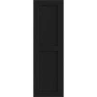 Ekena Millwork 18 W 36 H TRUE FIT PVC Два еднакви ролетни со рамен панел, црна