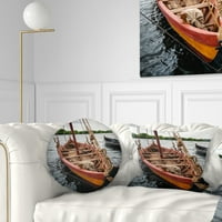 Дизајнрт гроздобер дрвен брод - Перница за фрлање Seascape - 12x20