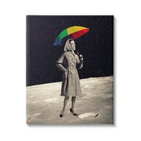 Stuple Industries Vintage Woman Outer Space Moon Moon Виножито чадор платно wallидна уметност, 48, дизајн