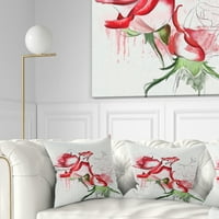 DesignArt Фантастичен акварел на црвени рози - перница за цвеќиња - 16х16