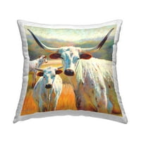 Stuple Industries Longhorn крава теле фарма печатена перница за фрлање перници од Рита Киркман