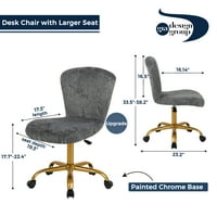 Дизајн Групна група за вртење на средниот грб прилагодлив суета стол со крзно од фау, сиво