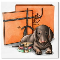 Wynwood Studio Animals Wall Art Canvas отпечатоци „Фенси докси“ кучиња и кутриња - кафеава, портокалова боја