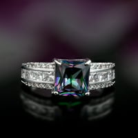Peermont Emerald Cut Mystic Topaz Изјава прстен во сребрена родиум преклоп
