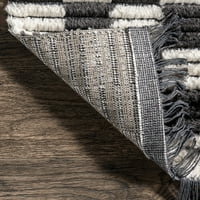 Nuloom Pania Современа карирана раб област килим, 4 '6', темно сива боја