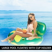 Пловење на базени со базен - Голем лебдечки стол за возрасни, деца со вграден држач за чаши, потпирач за глава