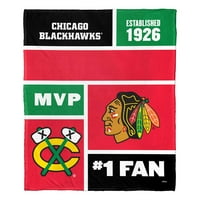 Chicago Blackhawks NHL Colorblock Персонализирано ќебе за фрлање на свила на допир, 50 60