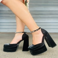 Очо Торос Пунтанера- Платформата Rhinestone Strap Chunky Heel во црна боја