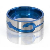 Рамен титаниумски прстен со мелен рибнок анодизиран во сина боја
