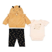 Petit Lem Baby Girl & Toddler Girl Hoodie Outfit Set, големини со месеци- месеци