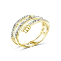 Jewelersclub 14k злато позлатен сребрен акцент бел дијамант отворен прстен за жени